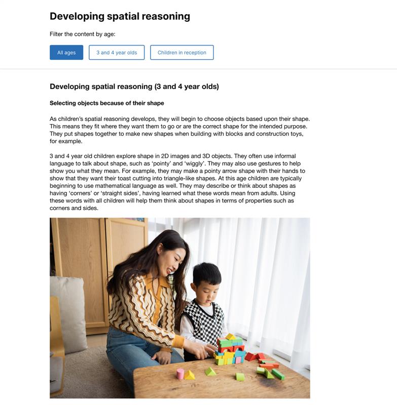 Age filter at top of page so you can filter the content by age group.