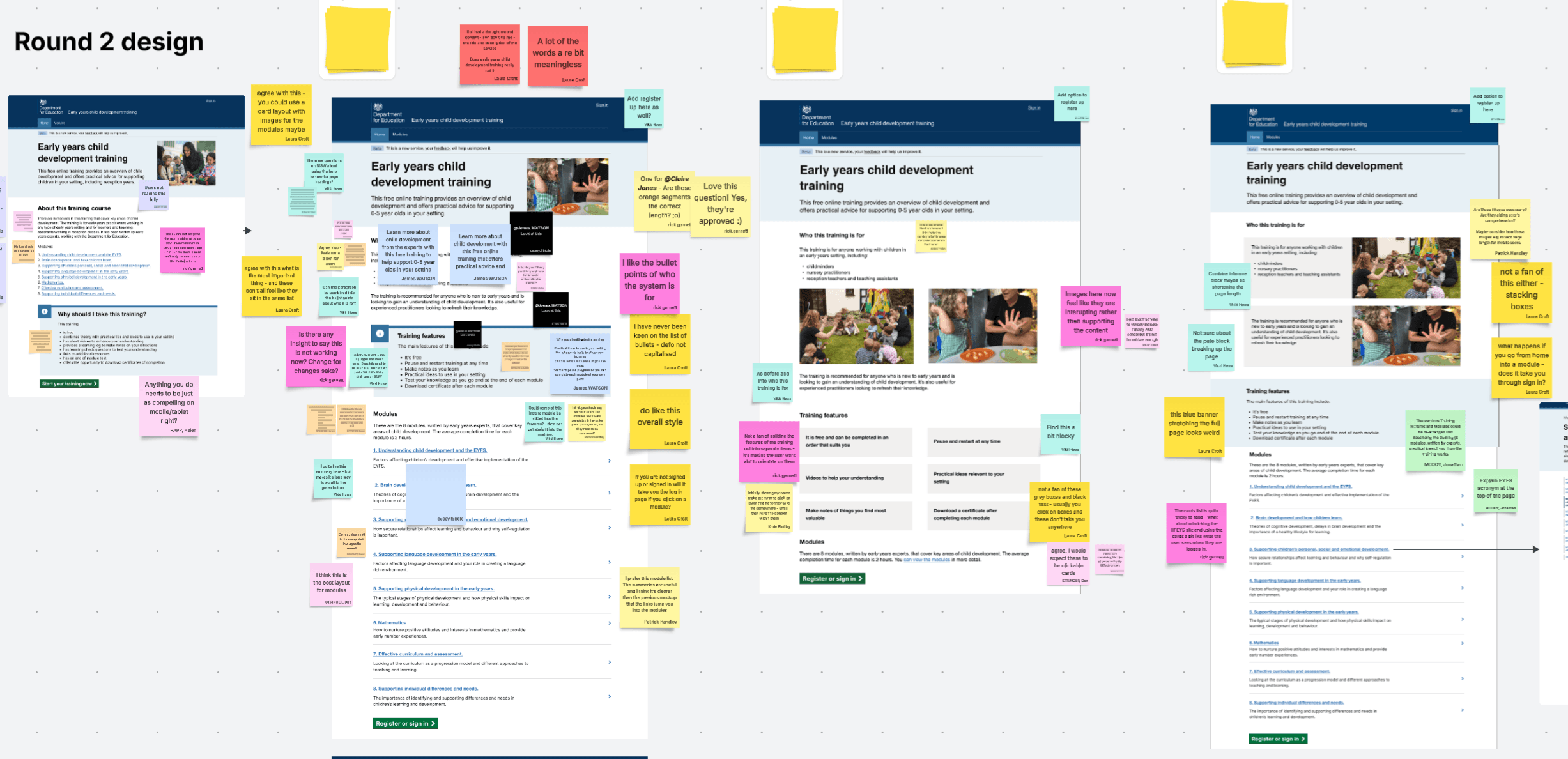 Screenshot of design crit feedback