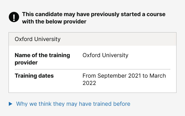 Screenshot showing provider non-disclosure flag